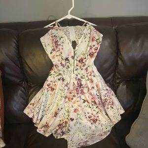 Floral and lace romper